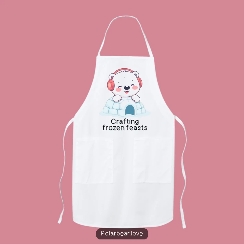 Funny Polar Bear Igloo Apron: Content Bear Kitchen Fun, Unique Gift