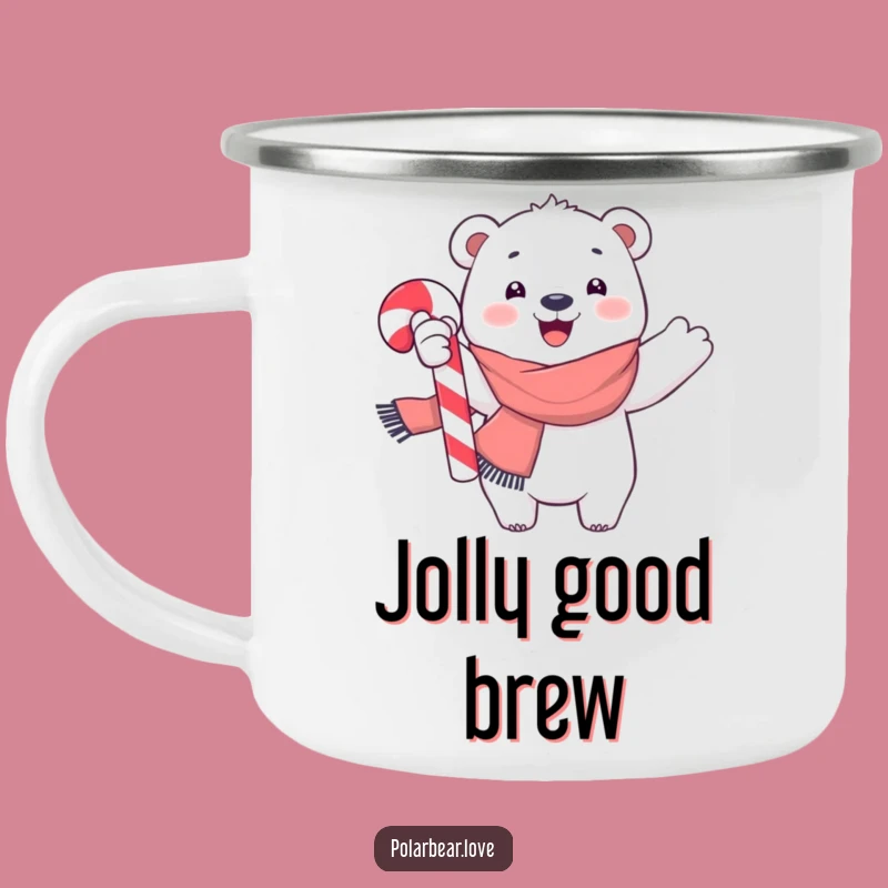 Funny Polar Bear Candy Cane Camping Mug: Outdoor Holiday Cheer Gift