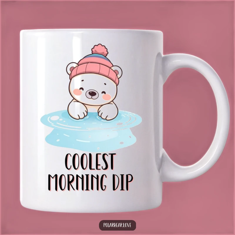 Funny Polar Bear Beanie Pool Mug: Silly Arctic Fun Gift