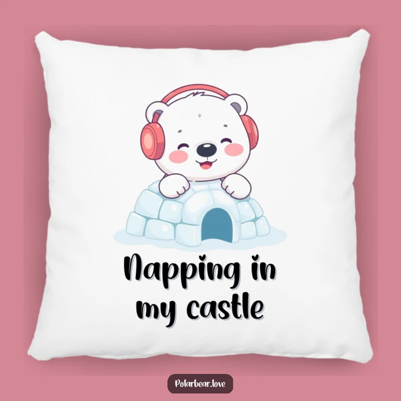 Funny Polar Bear Igloo Pillow: Cozy Earmuff Bear Comfort, Adorable Gift