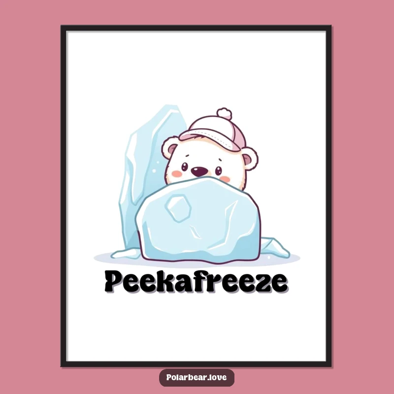 Funny Polar Bear Peeking Digital Art: Printable Mystery Decor