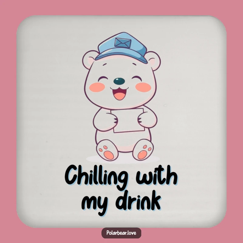 Funny Polar Bear Mail Carrier Coaster Set: Protect Surfaces with Arctic Charm, Perfect Gift!