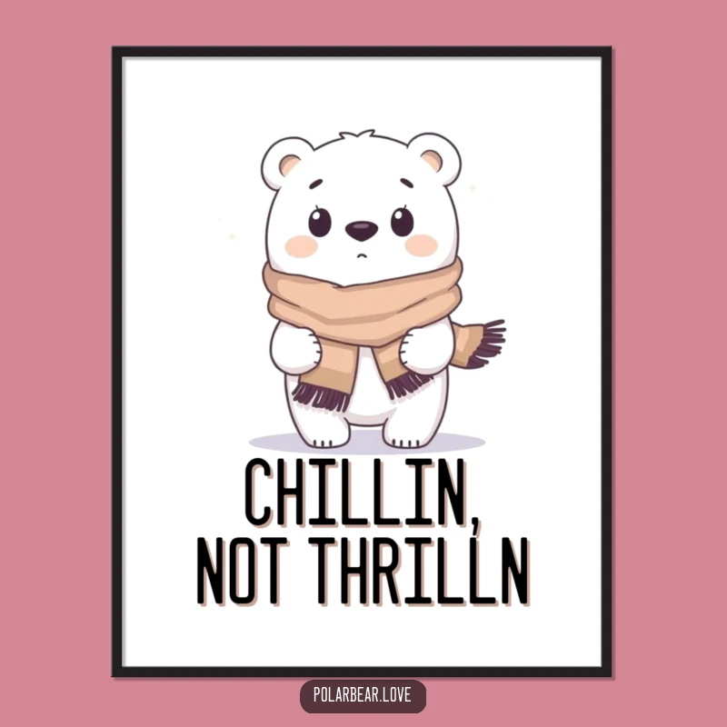 Funny Polar Bear Poster: A Hilarious Gust of Wind Art for Your Wall