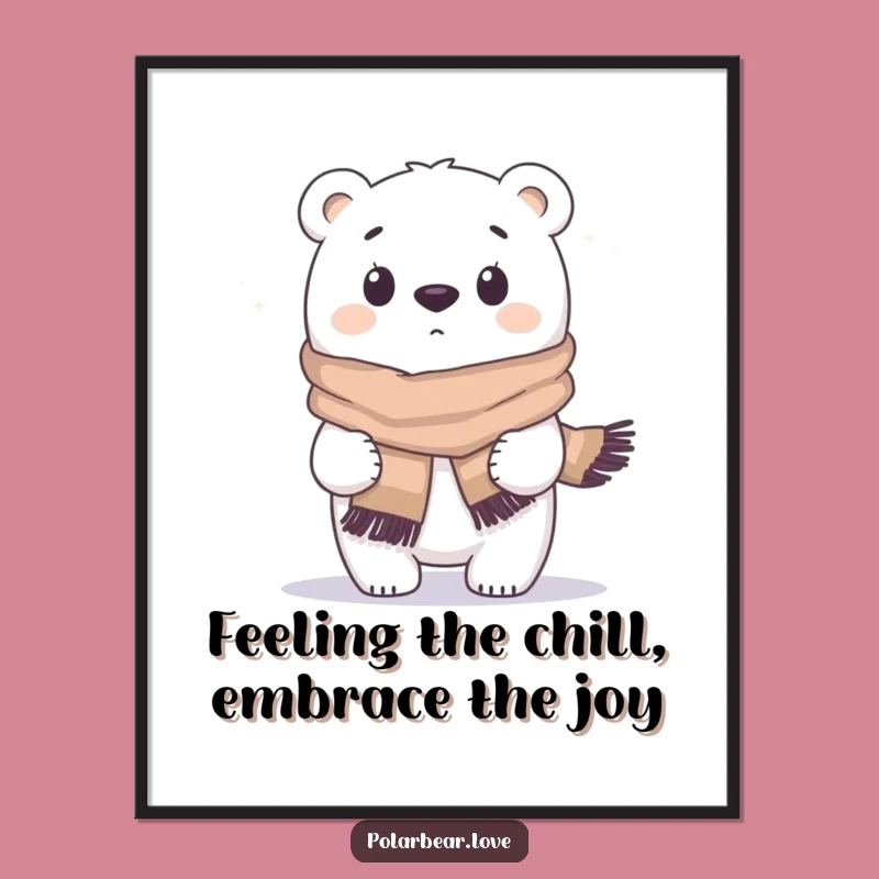 Free Printable Wall Art: Amusing Polar Bear Scarf Wind Gust Downloadable Decor