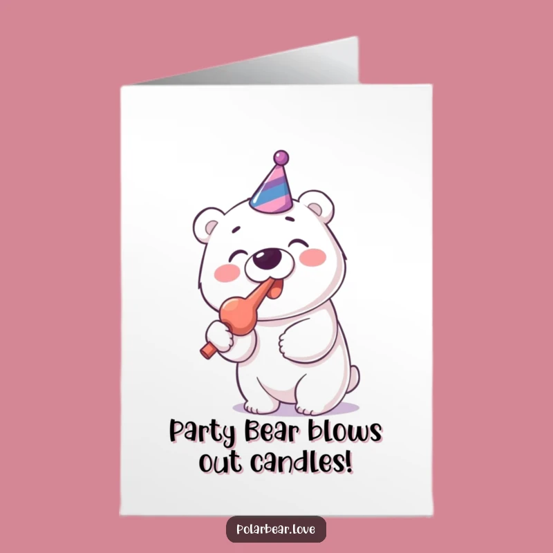 Free Printable Birthday Card: Polar Bear Party Blower, Funny Downloadable Gift