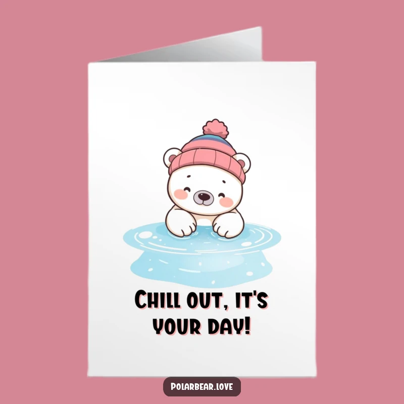Free Printable Birthday Card: Silly Polar Bear Pool Fun Funny Downloadable Gift