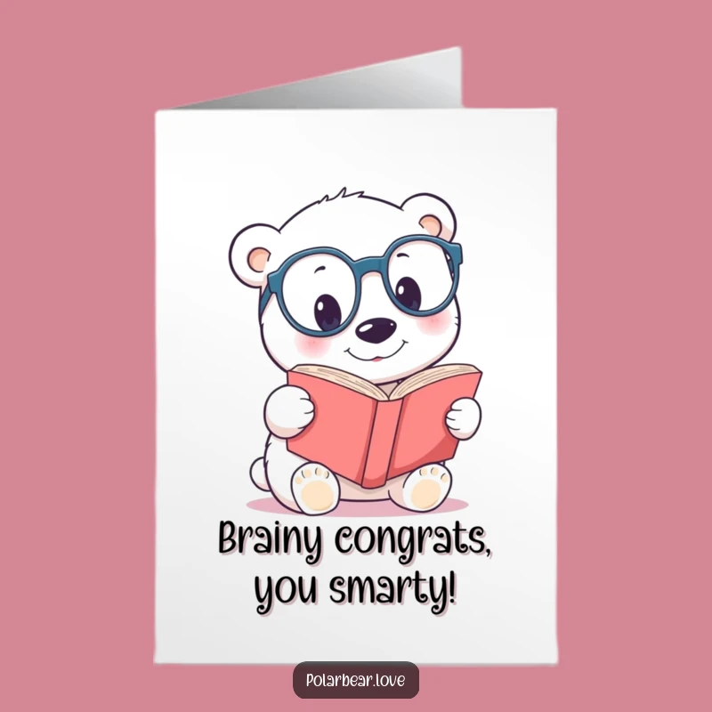 Free Printable Funny Polar Bear Bookworm Congrats Card - Clever Downloadable