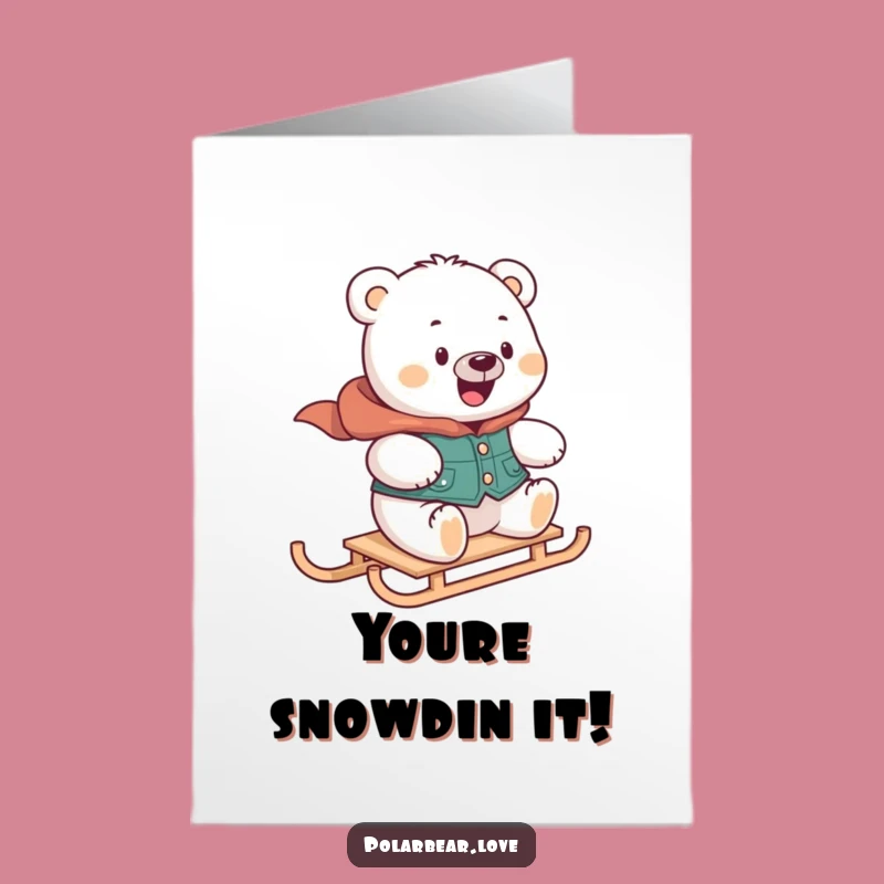 Free Printable Congrats Card: Fast Polar Bear Sledding for a Funny Downloadable Gift