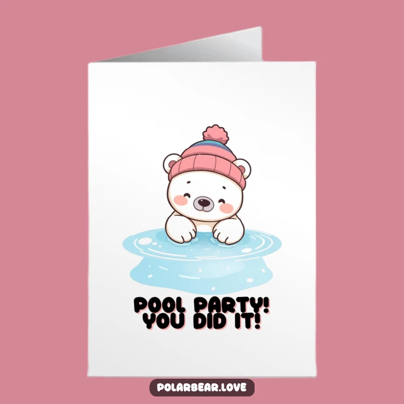 Free Printable Congrats Card: Polar Bear Pool Dip Funny Downloadable Gift
