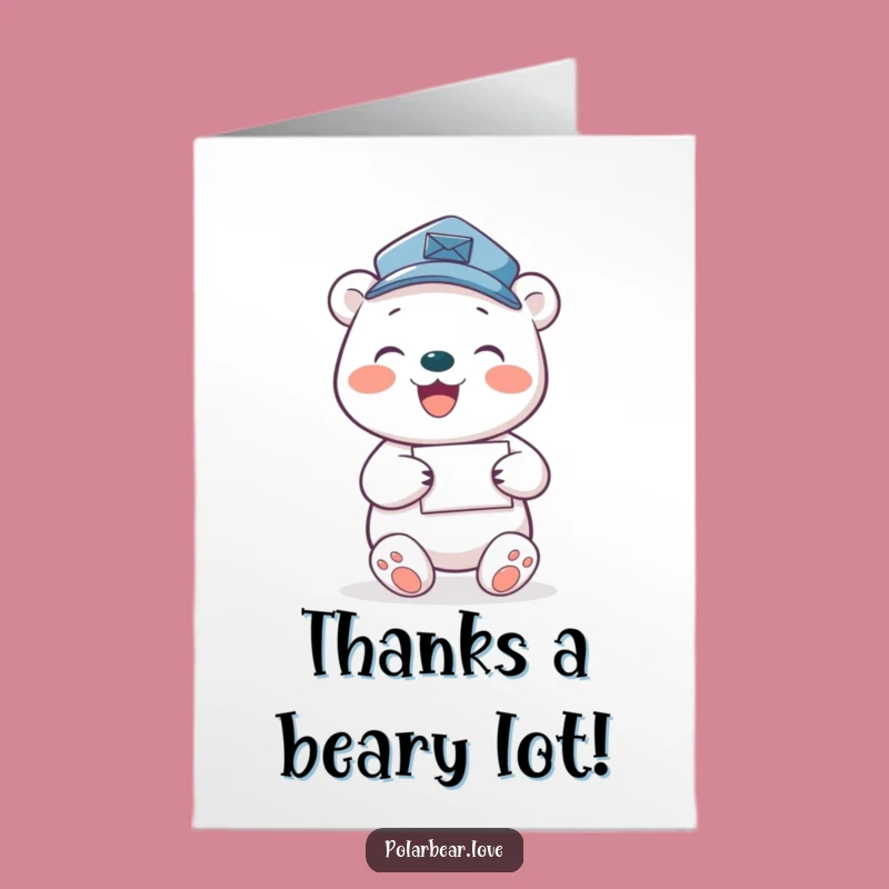 Free Printable Funny Polar Bear Mail Carrier Thank You Card - Print Now