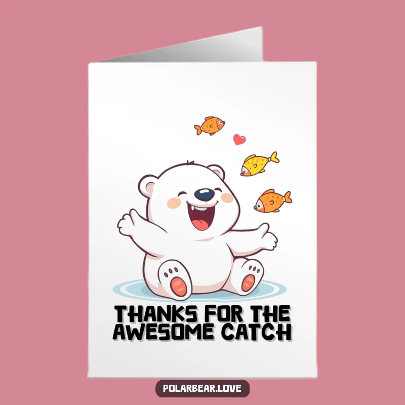 Free Printable Thank You Card: Polar Bear Fish Juggling, Funny Downloadable Gift