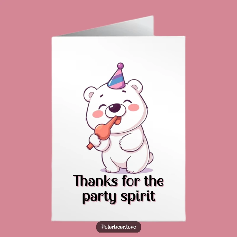 Free Printable Thank You Card: Polar Bear Party Blower, Funny Downloadable Gift
