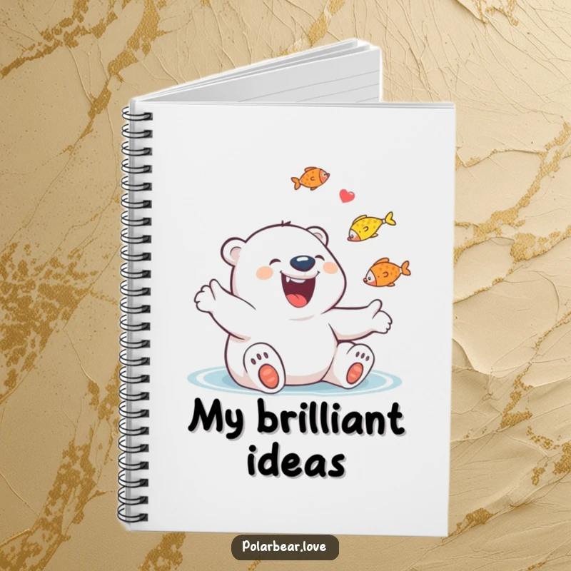 Funny Polar Bear Juggling Fish Notebook: A giggling polar bear with a big grin juggles colourful fish.