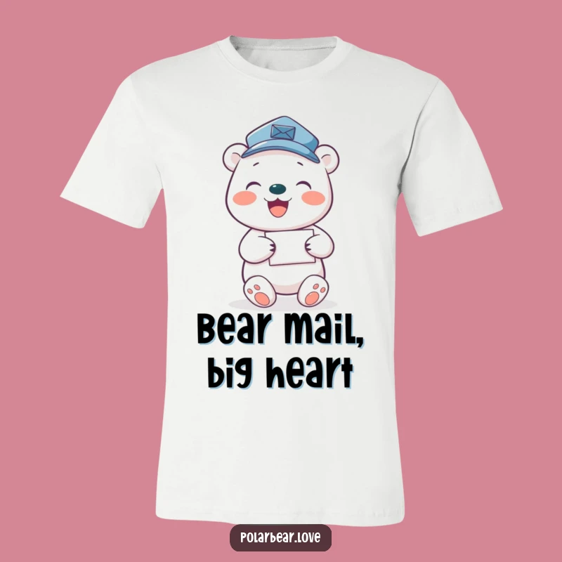 Funny Polar Bear Mail Carrier T-Shirt: Happy Bear Delivering Joy, Hilarious Gift!