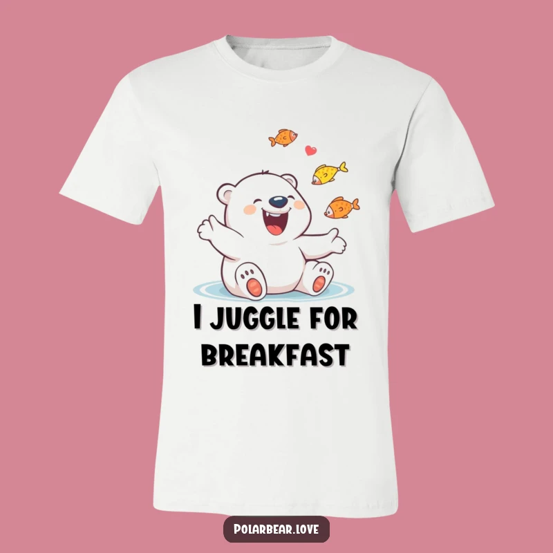 Funny Polar Bear Juggling Fish T-Shirt: Giggling Joy, Great Funny Gift!