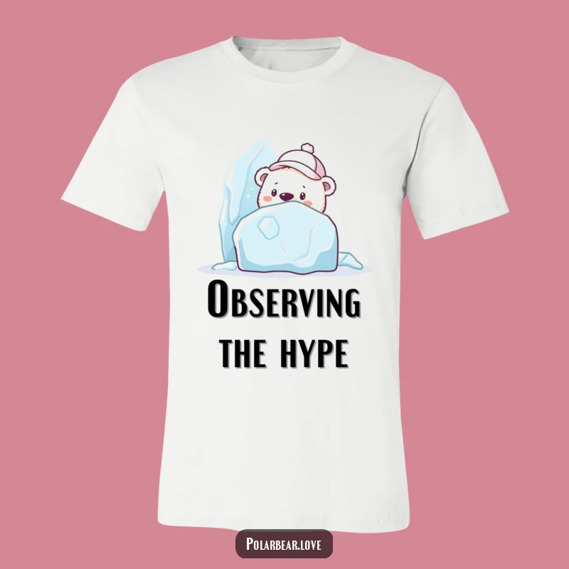 Funny Polar Bear Peeking T-Shirt: Curious Hide-and-Seek Adventure Apparel