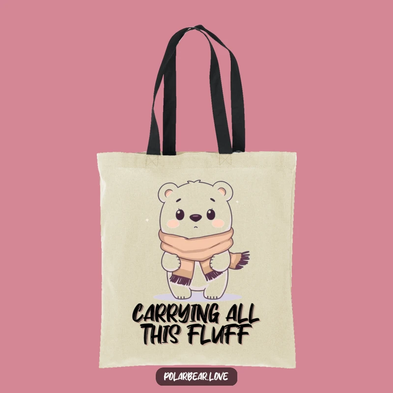 Funny Polar Bear Tote Bag: Carry Your Laughs with a Windblown Scarf Design