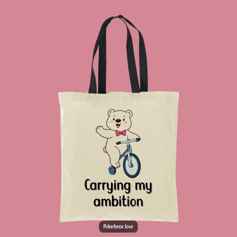 Funny Polar Bear Unicycle Tote Bag: Energetic Journey, Practical Funny Gift!