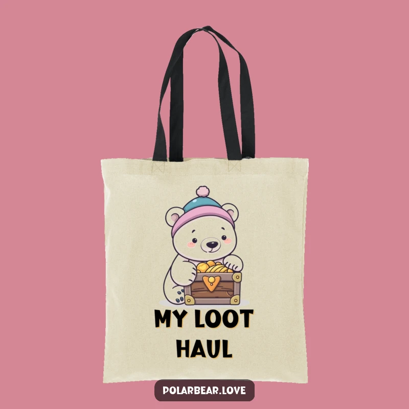 Funny Polar Bear Treasure Tote Bag: Humorous Explorer Accessory Gift